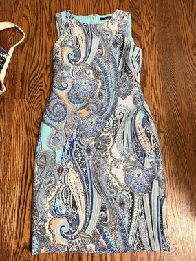 Tommy Hilfiger Blue Paisley Midi Sheath Dress
